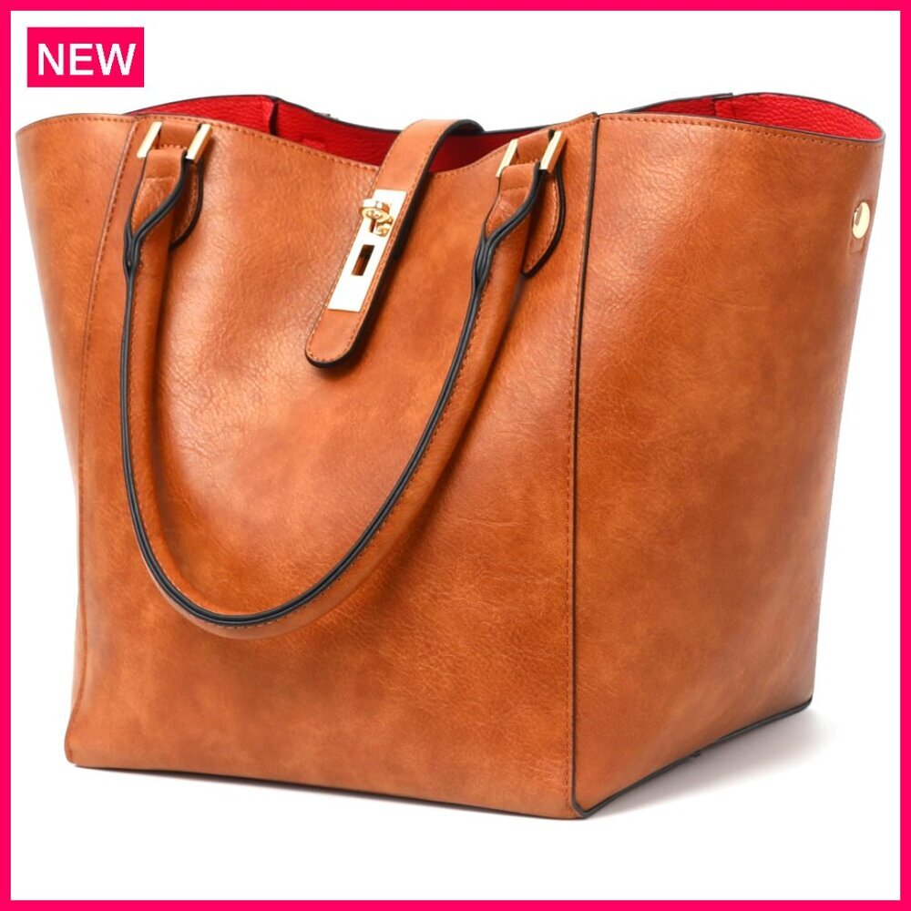 Large Work Tote Bag Spacious Pu Leather Travel Shoulder Bag Women